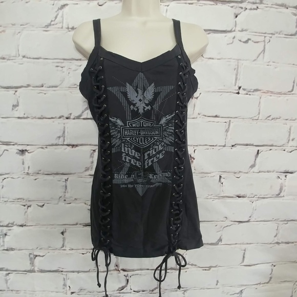 Harley-Davidson Tops - Harley Davidson Embellished Corset Tank Top Medium